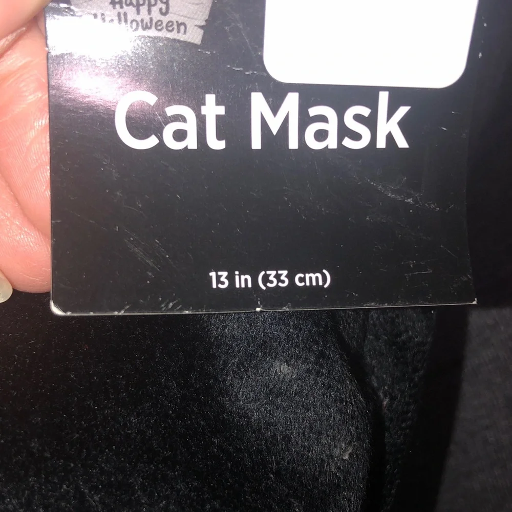🍄 Adult Black Cat Mask with Green Eyes & Gold Ears
